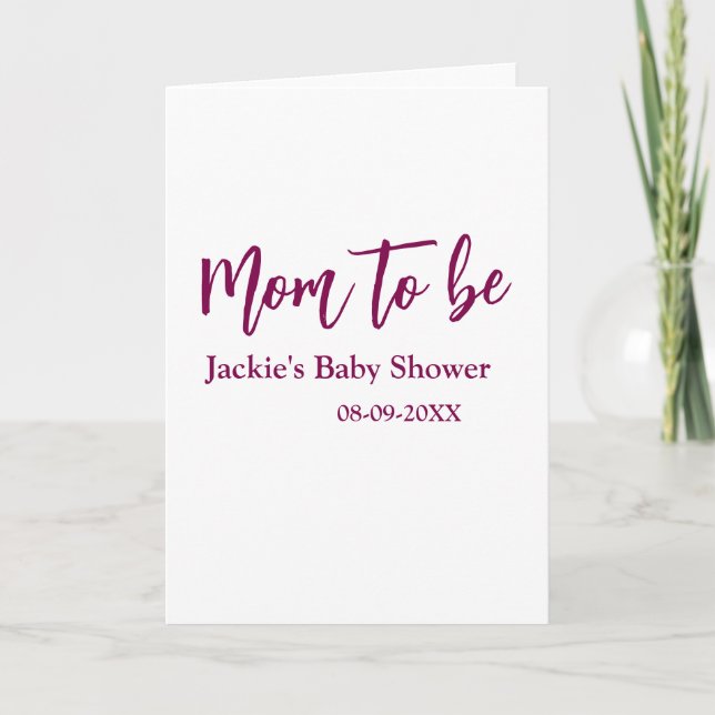 Tarjeta Mom to be baby shower name date pink simple minima (Anverso)