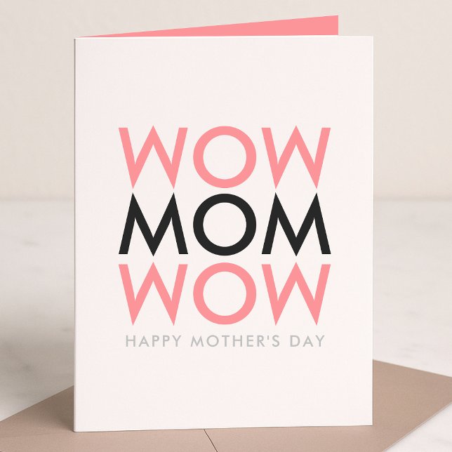 Tarjeta Mom Wow | Nombre del día de la madre Super Cute ro (Subido por el creador)