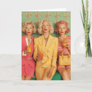 Tarjeta Momento Retro de Cóctel para Damas Elegantes