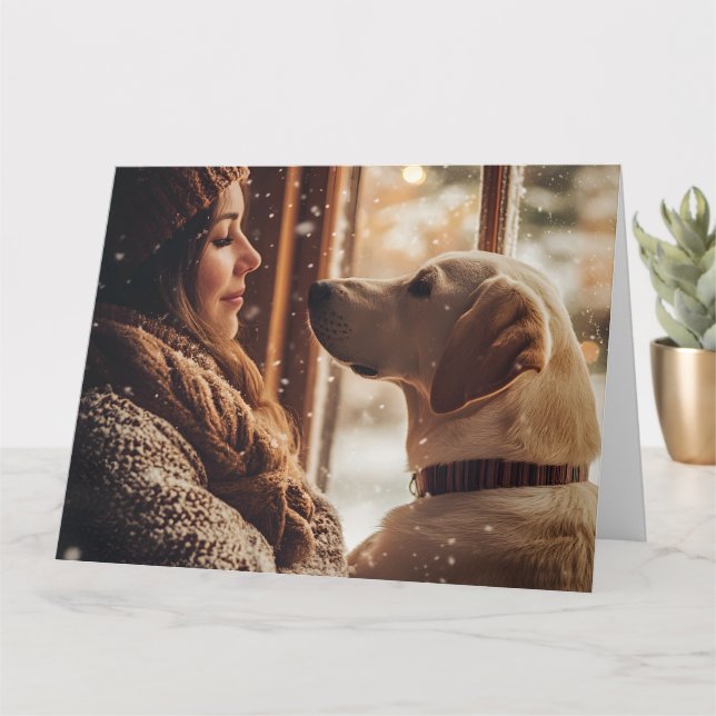 Tarjeta Momentos de invierno con el labrador (Planta pequeña)