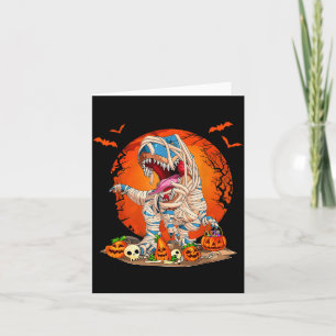 Tarjeta Momia de dinosaurio T Rex calabaza esqueleto niños