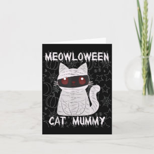 Tarjeta Momia de Gato Negro Halloween