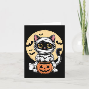 Tarjeta Momia de Gato Negro Hombres Mujeres Niños Hallowee