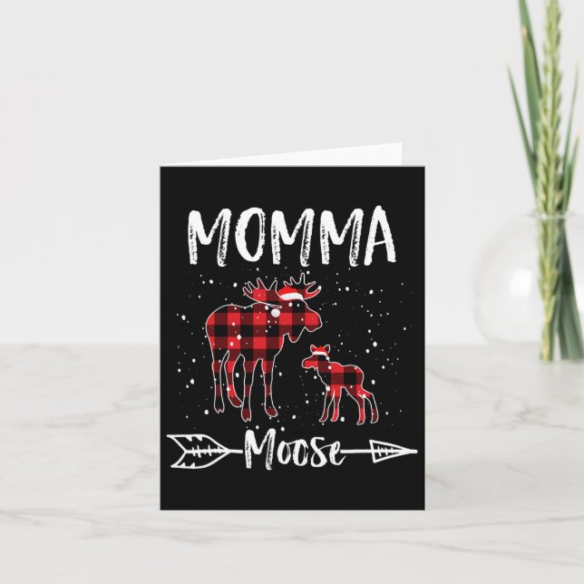 Tarjeta Momma X-mas Moose Santa Family coincidiendo con pi (Anverso)