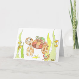 Tarjeta Momma y bebé de la tortuga marina