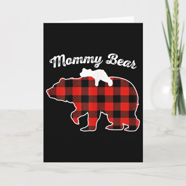 Tarjeta Mommy Bear Flannel Red Plaid Pajama Family Matchin (Anverso)