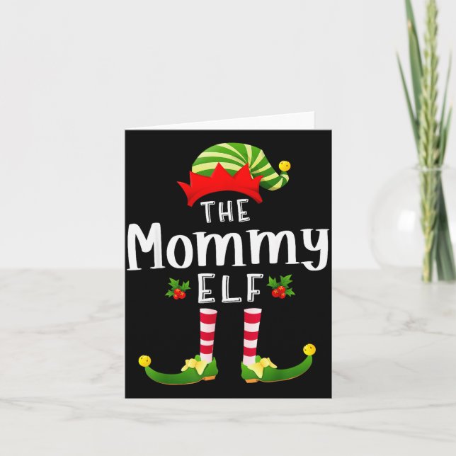 Tarjeta Mommy Christmas Elf Matching Pajama X-mas Party  (Anverso)