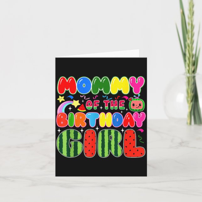 Tarjeta Mommy Of The Birthday Girl Melon Family Matching F (Anverso)