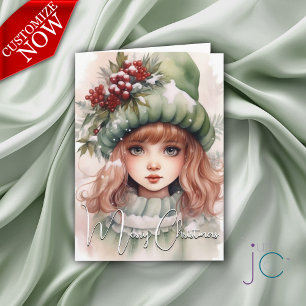 Tarjeta Mona de Navidad Pixie Festiva