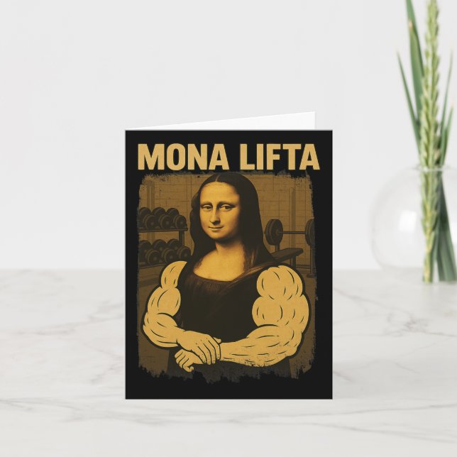 Tarjeta Mona Lifta Gym Workout Funny Mona Lisa Fitness Vin (Anverso)