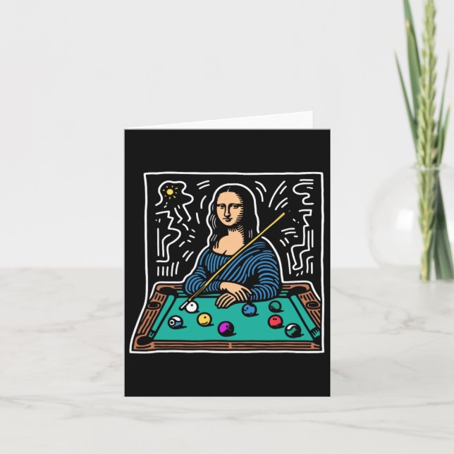 Tarjeta Mona-lisa Billiards - Funny Mona-lisa Pool Billiar (Anverso)
