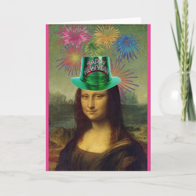 Tarjeta Mona Lisa, Feliz Año Nuevo, Arte (Anverso)