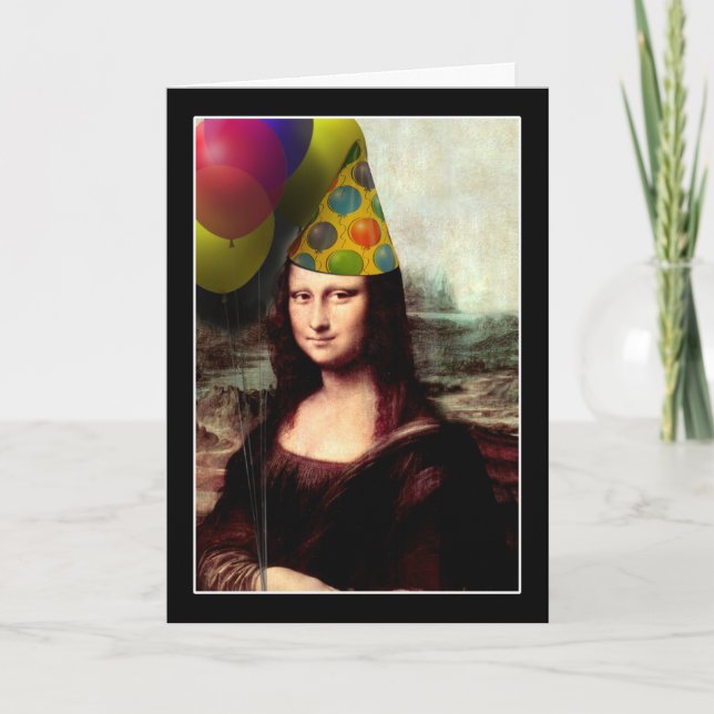 Tarjeta Mona Lisa Gorra Fiesta de cumpleaños feliz (Anverso)