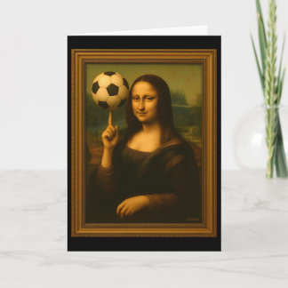 Tarjeta Mona Lisa Loves Soccer Spinning The Ball On Her Fi