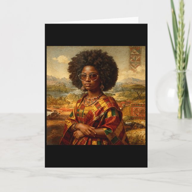 Tarjeta Mona Lisa negra afroamericana historia negra ameri (Anverso)