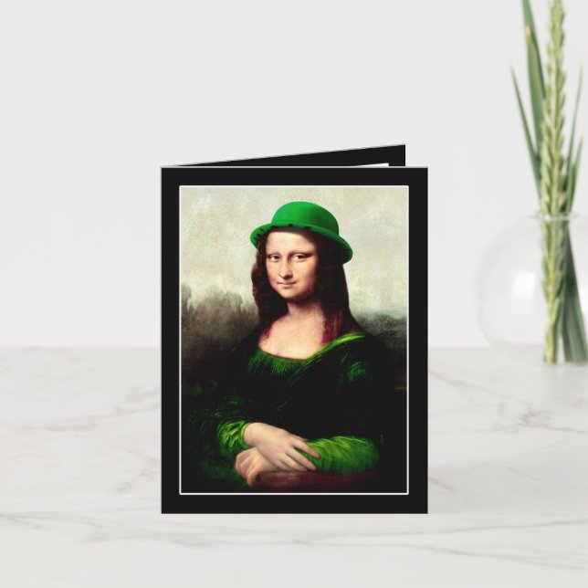 Tarjeta Mona Lisa St. Patrick's Day Clover (Anverso)