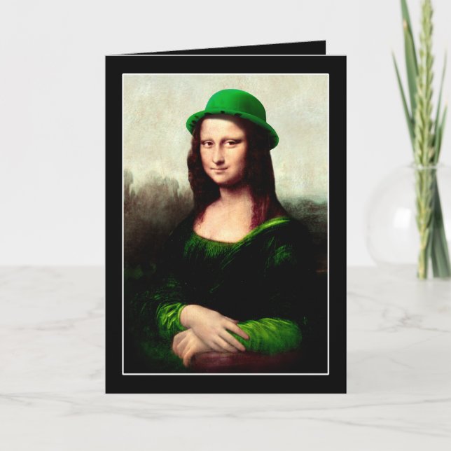 Tarjeta Mona Lisa St. Patrick's Day Clover (Anverso)