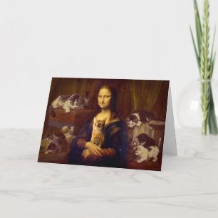 Tarjeta Mona Lisa y su gato