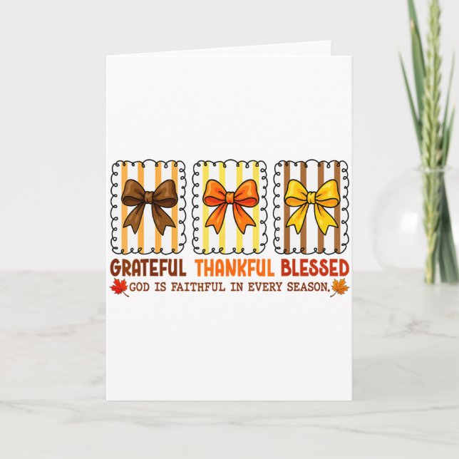 Tarjeta Monada Coqueta Cristiana de Otoño Grata Agradecida (Anverso)