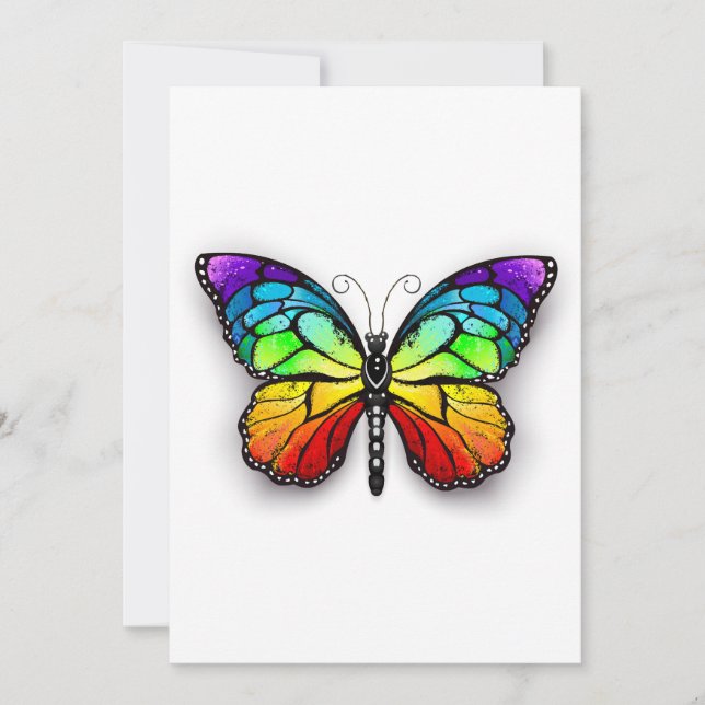 Tarjeta Monarca de mariposa arcoiris (Anverso)