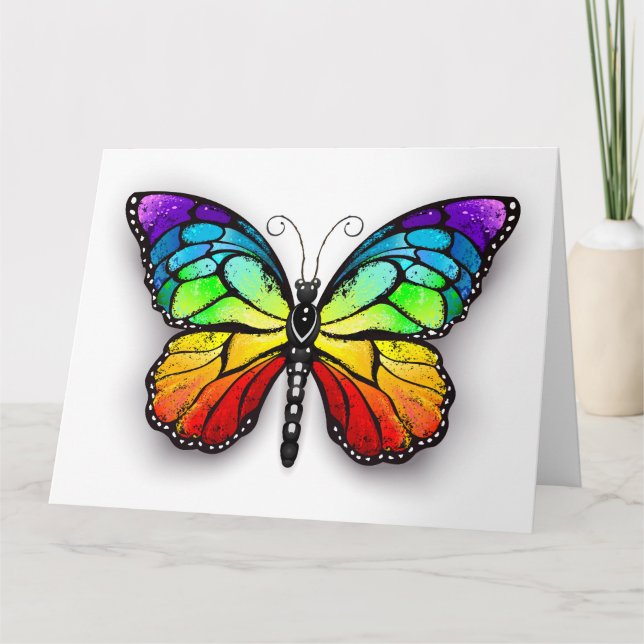 Tarjeta Monarca de mariposa arcoiris (Anverso)