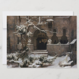 Tarjeta Monasterio en nieve de invierno (por Karl Lessing)