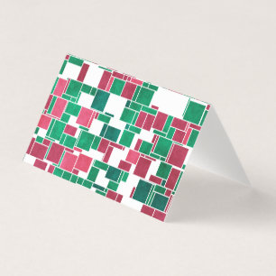 Tarjeta Mondrian Navidades rojos y verdes audaces modernos