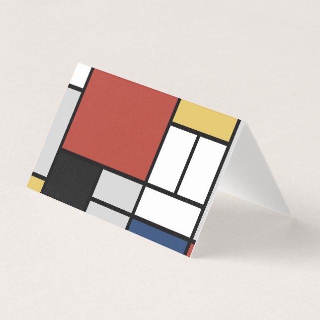 Tarjeta Mondrian Pintura de Plano Rojo Amarillo Azul Gris  (Anverso)
