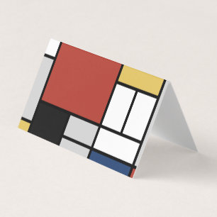 Tarjeta Mondrian Pintura de Plano Rojo Amarillo Azul Gris