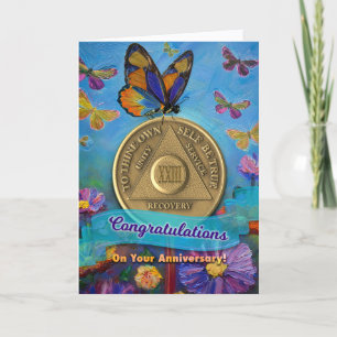 Tarjeta Moneda Conmemorativa 23 Años AA Mariposas Flores