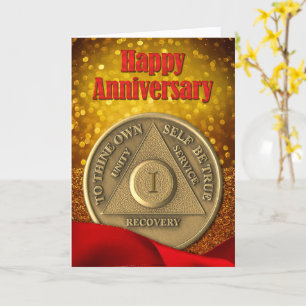 Tarjeta Moneda de 1 año AA con purpurina Feliz Aniversario