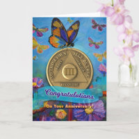 Moneda de aniversario de 3 años de AA Mariposas Fl