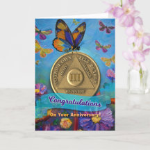 Moneda de aniversario de 3 años de AA Mariposas Fl