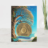 Moneda de un año de aniversario árbol de la vida