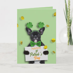 Tarjeta Monedas Feliz Día de San Patricio Bulldog Francés 