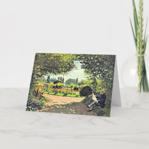 Tarjeta Monet - Adolphe Monet leyendo en el jardín