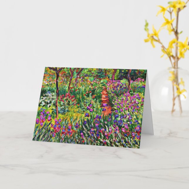 Tarjeta Monet - El jardín de iris en Giverny (flor amarilla)