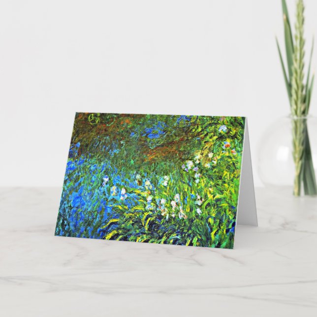 Tarjeta Monet - Iris en el estanque de Rosa marino (Anverso)