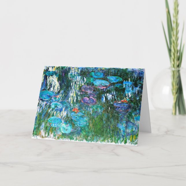 Tarjeta Monet - Lilies de agua 1916-1919, azul y rojo, (Anverso)