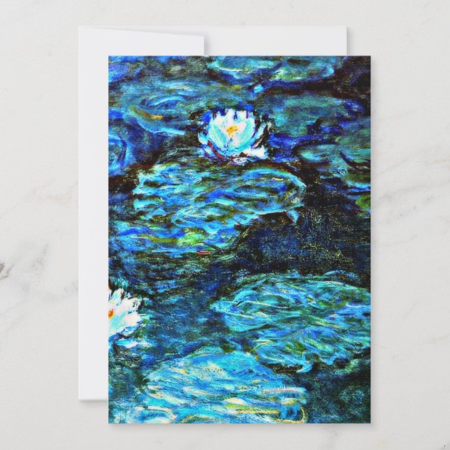 Tarjeta Monet - Lilis de agua, azul (Anverso)