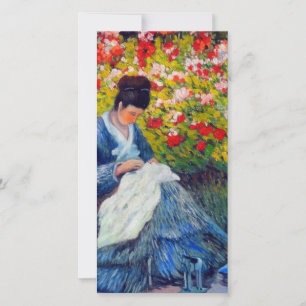 Tarjeta Monet Mother and Child en el jardín