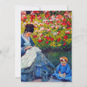 Tarjeta Monet Mother and Child en el jardín