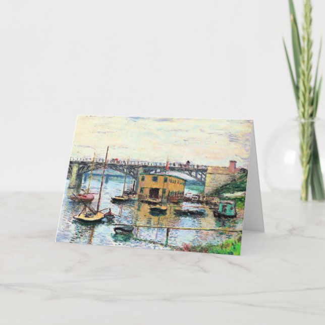 Tarjeta Monet - Puente en Argenteuil en Día Gris (Anverso)