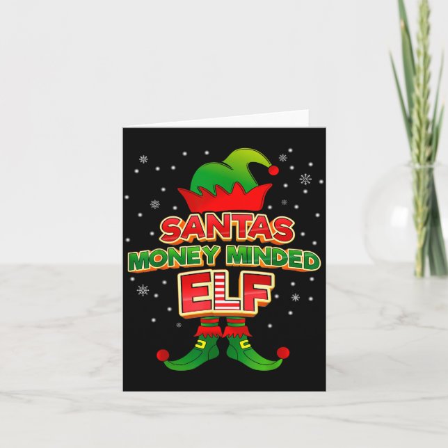 Tarjeta Money Minded Elf Christmas Matching Costumes X-mas (Anverso)