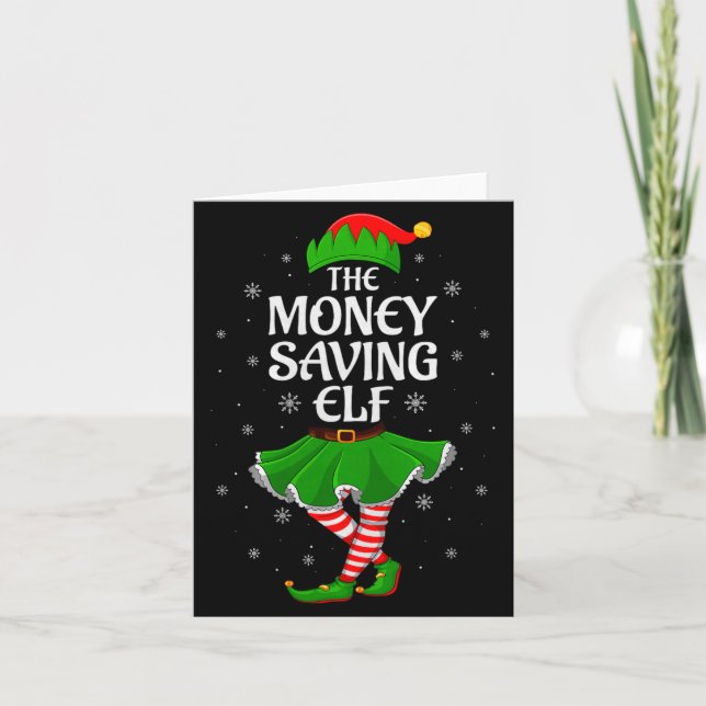 Tarjeta Money Saving Elf Christmas Family Girls Women Elf  (Anverso)
