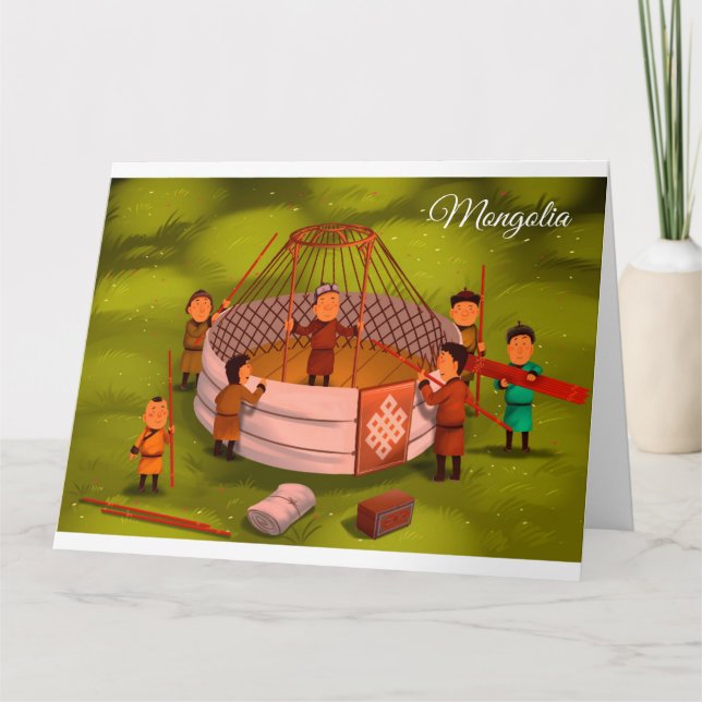 Tarjeta Mongolia Ger tradicional (Anverso)