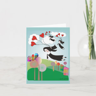 Tarjeta Monjas caprichosas con globos Notecards