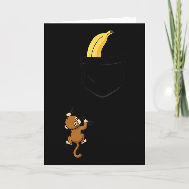 Tarjeta Monkey Climbs For Banana Funny Animal Cket Design  (Anverso)