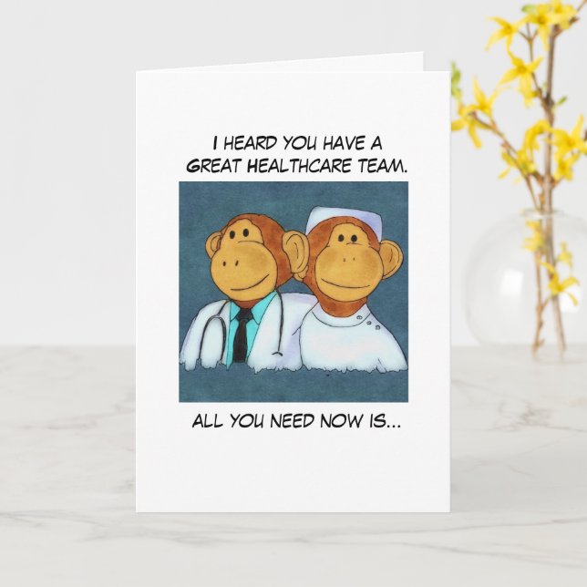 Tarjeta Monkey Get Well Card (flor amarilla)