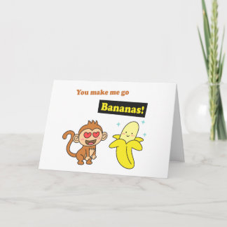 Tarjeta Monkey go Bananas, Cute Love Humor